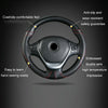 38cm Cowhide Embossed Hand-Stitched Double-Line Steering Wheel Cover(Black Blue Line)