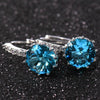 925 Sterling Silver Women Shiny Shape Micro-inserts Zircon Earrings(Water Blue)
