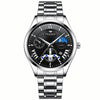 FNGEEN 5606 Men Luminous Casual Quartz Watch(White Steel White Shell Black Surface)