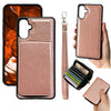For Samsung Galaxy A56 5G Solid Color Zipper 11-Card Slots Bag Phone Case with Lanyard(Rose Gold)