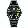 FNGEEN L001 Motorcycle Element Rotating Hub Metal Men Watch(Black Steel Green Surface)