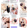 T86 Woman Health 1.27 inch Smart Watch, BT Call / Physiological Cycle / Heart Rate / Blood Pressure / Blood Glucose / SOS(Rose Gold Pink Leather)