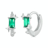 S925 Sterling Silver Platinum-plated Zircon Emerald Shining Earrings(BSE1036)