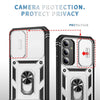For Samsung Galaxy S25 5G Sliding Camshield TPU Hybrid PC Phone Case with Holder(White+Black)