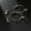 4 Pairs Ladies Crystal Earrings Stars The Moon Ear Ring Suit(Gold)