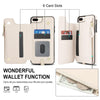 For iPhone 8 Plus / 7 Plus Double Flap Zipper RFID Leather Phone Case with Short Lanyard(White)