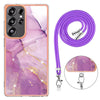 For Samsung Galaxy S25 Ultra 5G Electroplating Marble Dual-side IMD Phone Case with Lanyard(Purple 001)