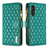 For Samsung Galaxy A56 5G Diamond Lattice Zipper Wallet Leather Flip Phone Case(Green)