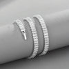 NL102 Encrusted Zirconium Cuban Bracelet, Size: 55cm (Silver)