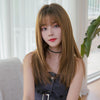 Ladies Long Straight Hair Air Bangs Wig Hair Set, Colour: Cool Brown