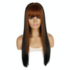 Color Bleaching And Dyeing Double Sideburns With Bangs Long Straight Hip-Hop Wig(Coffee Bleaching Black)