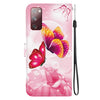 For Samsung Galaxy S20 FE Crystal Texture Colored Drawing Leather Phone Case(Pink Butterflies)