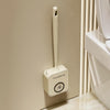 Wall-mounted Toilet Brush and Holder Set Odorless Design with Lid Bathroom Cleaning Kit(Cream White)