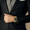 SKMEI 9166 Fashion Men Business Watch 30m Waterproof Metal Quartz Wristwatch(Gold)