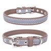 Reflective PU Leather Dog Collar XS Light Brown - CL181K