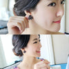 Fashion Zircon Rhinestone 3 Flower Stud Earrings for Women Jewelry, Metal Color:black