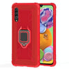 For Galaxy A30s Carbon Fiber Protective Case with 360 Degree Rotating Ring Holder(Red)