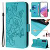 For Samsung Galaxy A16 Embossed Rose RFID Anti-theft Leather Phone Case(Light Blue)