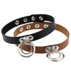 2 PCS European and American Rock Punk Nightclub Street Dancing Dual-ring Leather Collar Necklace, Random Color Delivery