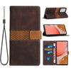 For Samsung Galaxy A72 5G / 4G Grid Stitching Leather Phone Case with Lanyard(Brown)