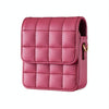 For Samsung Galaxy Z Flip6 BFB04 Plaid Crossbody Fold Phone Bag(Rose Red)