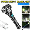 Strong Light Flashlight USB Rechargeable LED Super Bright Long-range Outdoor Lighting(Black)