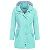 Casual  Women Waterproof Waist Hooded Long Coat, Size:XL (Water Blue)