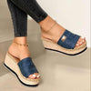 Summer Casual Sandals Women Shoes Hemp Rope Woven Thick Bottom Slope Heel Slippers, Size: 42(Blue)