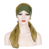Ladies Forehead Cross Chiffon Long Tail Cap Turban Hat, Size:One Size(Navy)