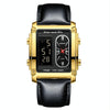 BINBOND B2311 30m Waterproof Men LED Luminous Multifunctional Quartz Watch, Color: Leather-Metal-Black
