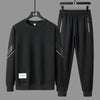 FLQS188 Spring and Autumn Round Collar Pullover Sweatshirt Set Men Casual Sports Clothes, Size: 3XL(Black)