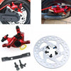 3 in 1 Scooter Modified Hydraulic Brake + 120mm Disc Brake Disc + Modified Seat Set For Xiaomi Mijia M365 Pro(Red Brake + Black Adapter)