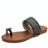 Women Summer Sandals Bohemian Style Buckle Seaside Flats Shoes, Size: 37(Black)
