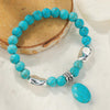 S2203-13 Turquoise Pendant Women Beaded Bracelet Turquoise Ethnic Style Charm Jewelry