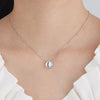S925 Sterling Silver Gradient Round Moonstone Clavicle Chain Nacklace Jewelry (Blue)