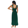 Women Elegant Slit Dress Commuting Sleeveless Knot Suspender Dress, Size: XL(Dark Green)