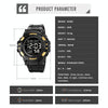 SKMEI 2003 Multifunctional Back Light Sports Watch Mens Countdown Date Alarm Clock Watch(Rose Gold Black Machine)