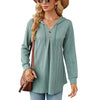 Autumn Winter V-Neck Loose Long Sleeve Hooded Sweatshirt Women Outerwear, Size: L(Dark Green)