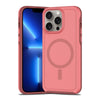 For iPhone 13 Pro Max Shockproof MagSafe Armor PC Hybrid TPU Phone Case(Dark Pink+Maroon)