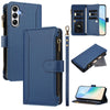 For Samsung Galaxy A54 5G Magnetic Closure Nine Card Slots Zipper Leather Case with Hand Strap(Dark Blue)