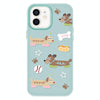 For iPhone 12 Skin Feeling Jelly TPU Hybrid PC Phone Case(Long Dog Light Green)