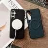 For Samsung Galaxy S25 5G Magsafe Magnetic Plain Leather Phone Case(Light Green)