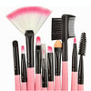 24 PCS Goat Hair Pink Handle Makeup Brush Set with Pink Pouch