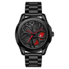 SANDA P1065 Wheel Series Casual Steel Band Quartz Watch For Men(Black Red)