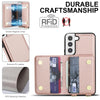 For Samsung Galaxy S21 FE 5G Crossbody Dual-buckle Wallet RFID Back Leather Phone Case(Rose Gold)