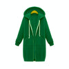 Women Hooded Long Sleeved Sweater In The Long Coat, Size:L(Green)