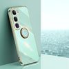 For vivo V40 Lite 5G XINLI Straight Edge 6D Electroplate TPU Phone Case with Ring Holder(Mint Green)