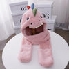 C0215 Adult Dinosaur Cartoon Velvet Hat Thickened Warm Scarf Hat, Size: One Size(Pink)