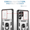 For Samsung Galaxy S25 Ultra 5G Sliding Camshield TPU Hybrid PC Phone Case with Holder(White+Black)
