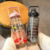 GYBL4503 2000ml Large-capacity Outdoor Sports Water Bottle with Straw, Spec: Blue+Stickers